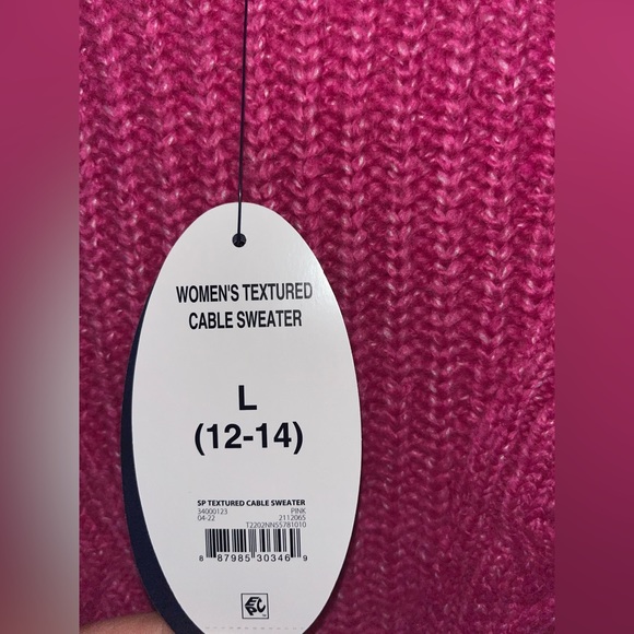 SCOOP Womens textured cable knit sweater pink - Picture 4 of 7